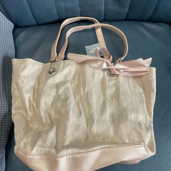 Ulta Pink Tote Bag with Ribbon Accent - Picture 1 of 3